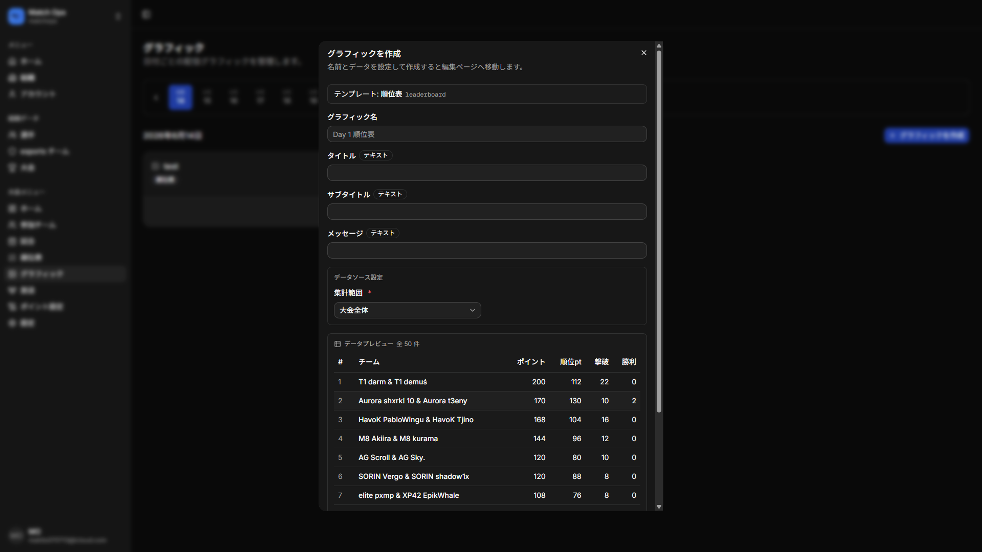 グラフィック作成(データ入力とプレビュー)